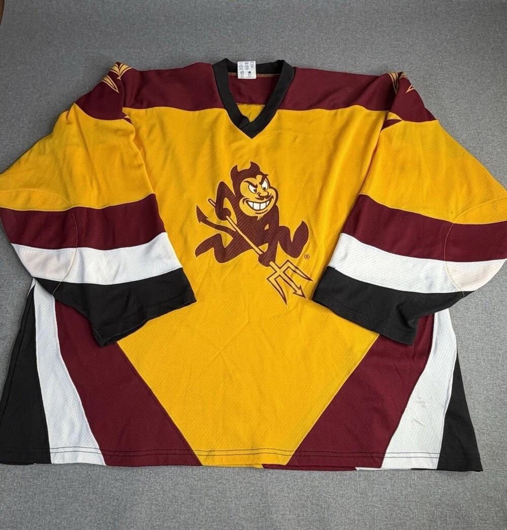 Rare Vintage Arizona State ASU Sun Devils Maroon Hockey Jersey Teamco 90s
